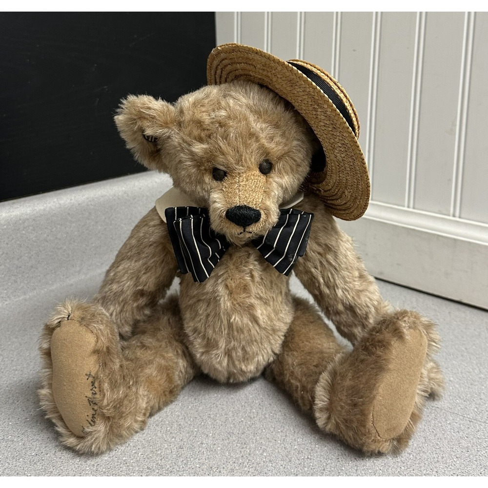 Vtg OOAK Golden Teddy Bear  With Hat Artist by Maxine Hurst Bear N Bears 13" EUC